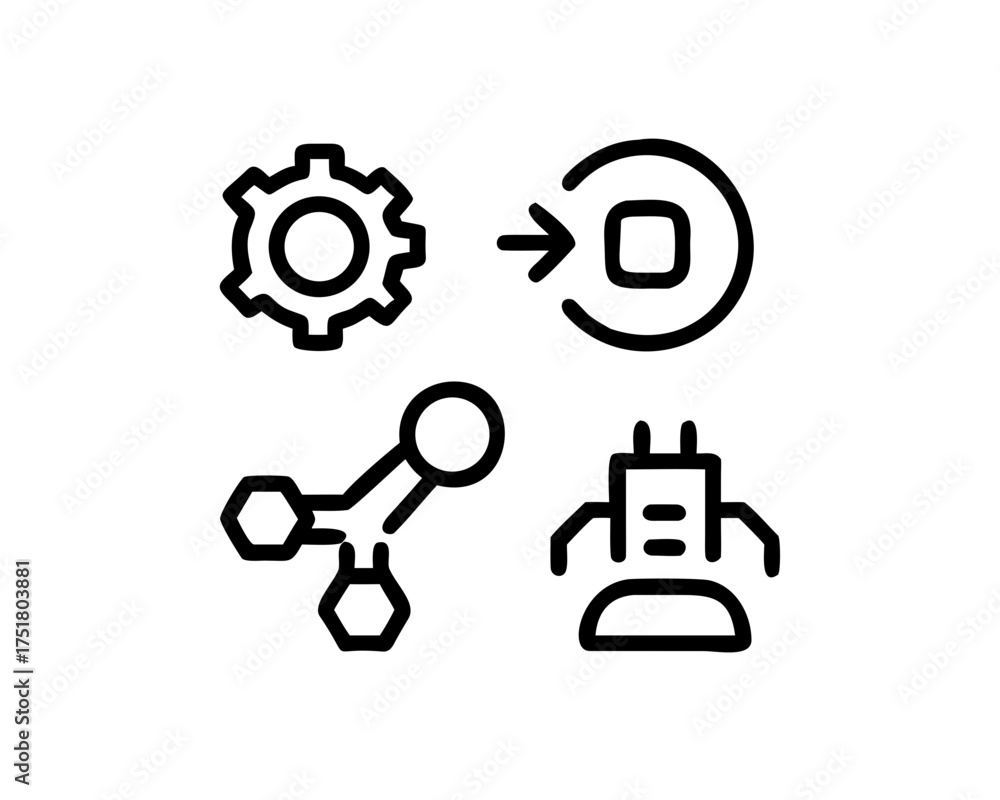 Obraz premium Machine learning process with gear and robot