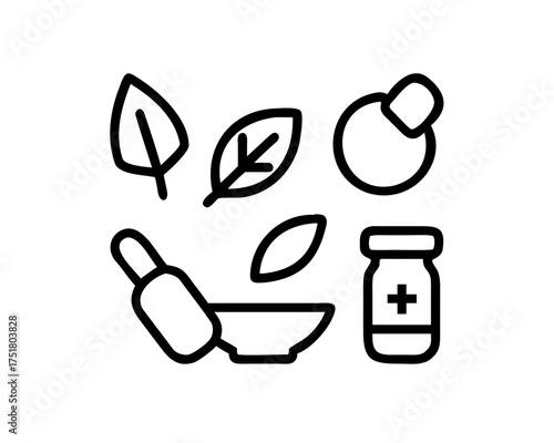 Illustration of natural medicine ingredients