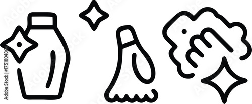 Bottle cloth hand sparkling clean symbols vector