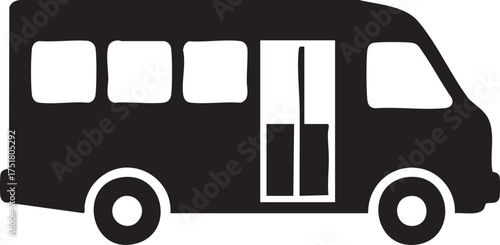Group Tour Logistics Silhouettes Shuttle Bus Van Airport Hotel Transportation Icon