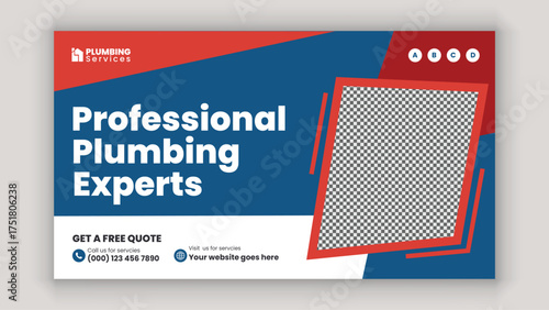 Complete Plumbing Repair and Installation Services Social Media Banner Template for Home and Commercial Projects