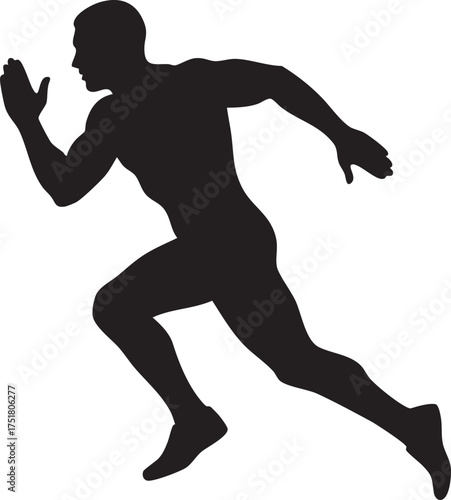 Male Sprinter Silhouettes Dynamic Mid-Stride Running Athlete Minimalist Icon