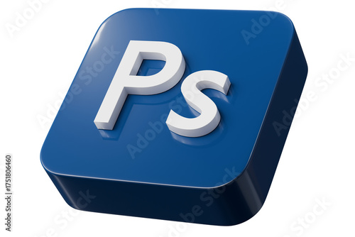 Foto 3d blue app button with ps letters icon