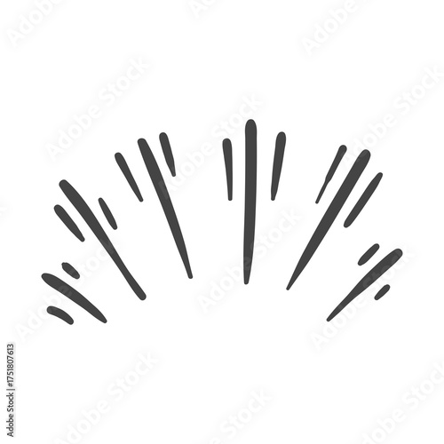 Simple Dark Gray Hand Drawn Style Burst Lines on Transparent White Background Vector Graphic Element