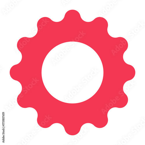 Simple Flat Cogwheel Icon Symbol With Transparent Background And Vibrant Coral Red Color Representing Mechanism And Industry