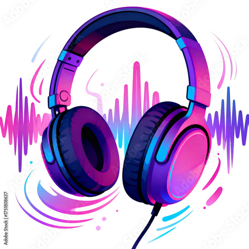 headphones on abstract colorful spotted background