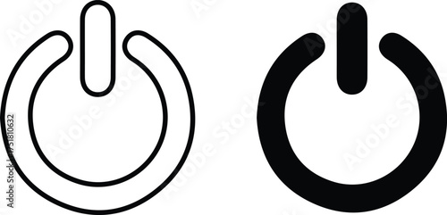 power button icon set black two switch sign symbol vector 