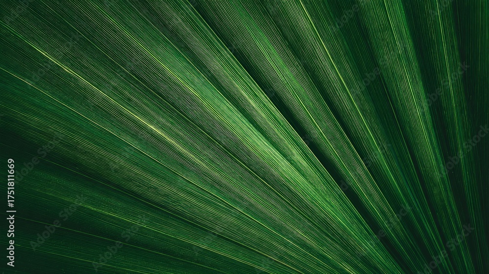 Obraz premium Radiant green palm leaf with vivid veins. AI generated