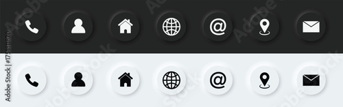 3d minimal web icon set home location globe message mail telephone information support search contact web icons