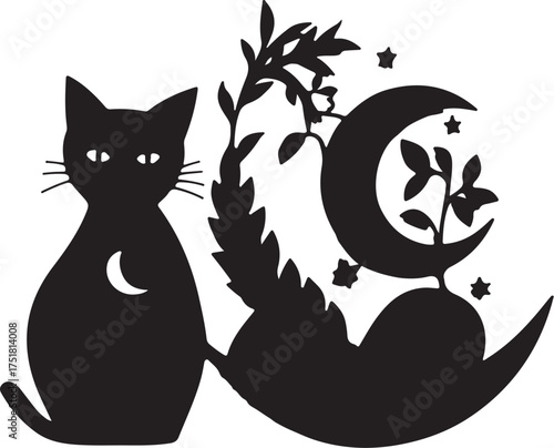 Enchanted Moon Cat with Magic Hand