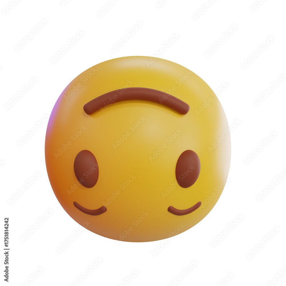 Fototapeta premium Yellow Smiley Face Icon Upside Down With Closed Eyes And Smiling Mouth Against A Transparent Background