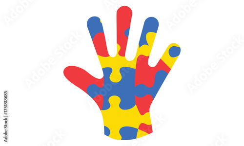 Autism Puzzle Light Bulb Handprint Ribbon – Neurodiversity Awareness Art