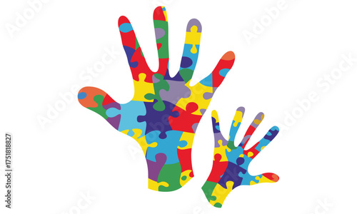 Autism Puzzle Light Bulb Handprint Ribbon – Neurodiversity Awareness Art