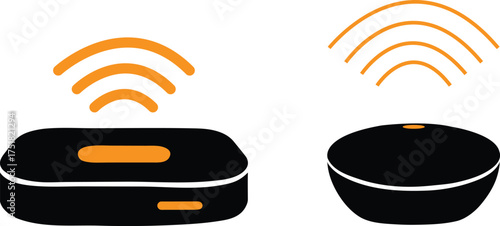 Wireless Wifi Signal Icon: Vector Illustration of Wifi Router and Signal Transmission Design