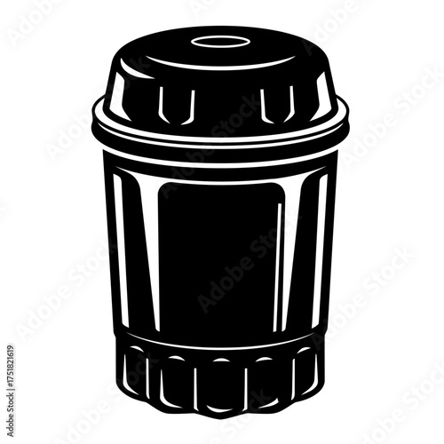silhouette photo of a car oil filter on a white background