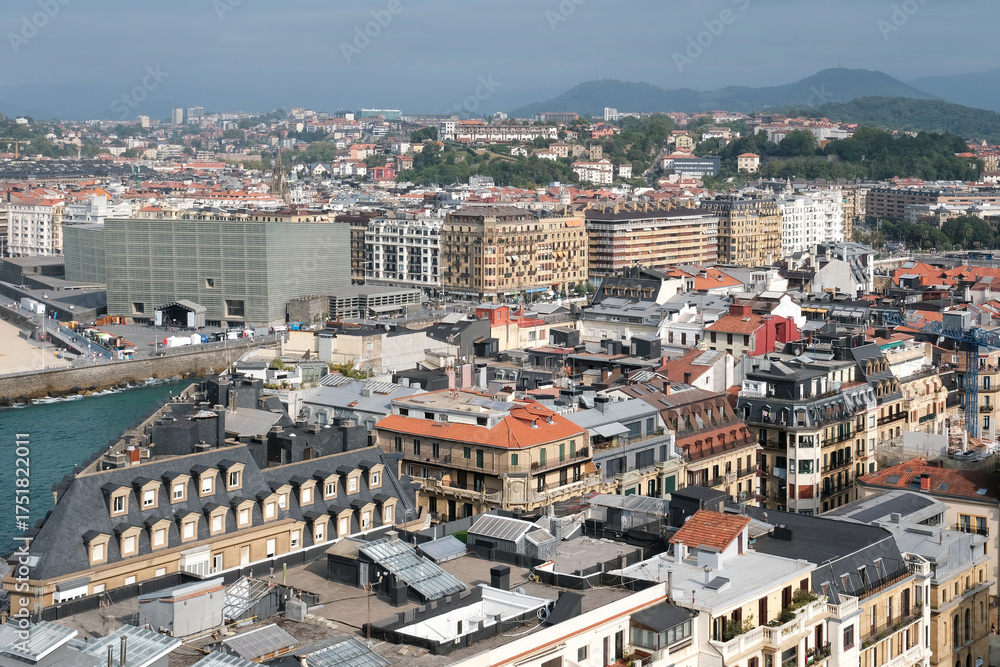 Fototapeta premium View of San Sebastian (Donostia) town on sunny summer day. Basque Country, Spain.