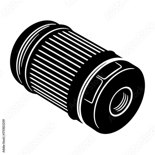 silhouette photo of a car oil filter on a white background