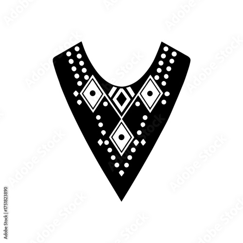 Neckline design with diamond shapes on transparent background silhouette