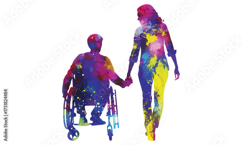 Wheelchair Inclusion Watercolor Art – Disability Support & Accessibility