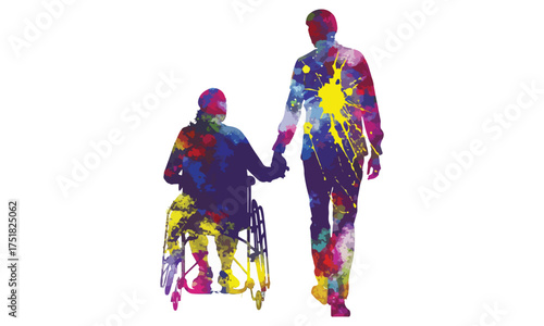 Wheelchair Inclusion Watercolor Art – Disability Support & Accessibility