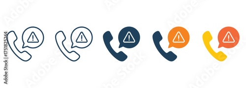 WebUrgent call notification icons in modern design, representing communication issues, alerting about connection problems, and signifying critical warnings for mobile interfaces