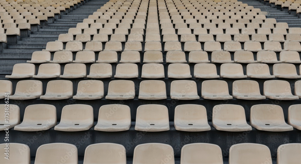 Fototapeta premium Empty beige stadium seats in symmetrical rows