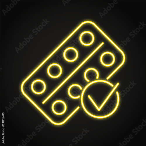 Medicine quality control neon icon