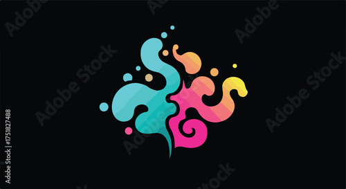 Abstract Vector Illustration with Colorful Splash Shapes in Modern Organic Style