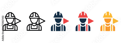 WebDiverse construction worker icons ready to play, showing a range of styles and colors, perfect for safety campaigns, and industrial designs, or vibrant app interfaces needing a touch of skilled lab