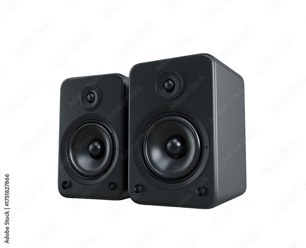 Fototapeta premium Two black computer speakers