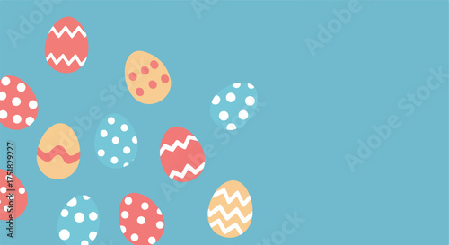 Vector Pattern Easter Eggs in Modern Minimalist Style with Colorful Dot and Zigzag Decorations