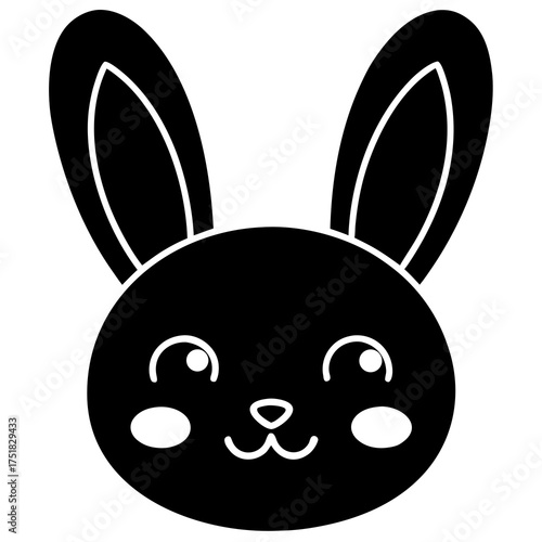 Adorable kawaii bunny face icon with cute blushing cheeks perfect for playful and charming designs
