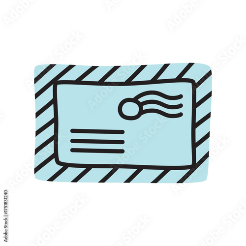 Doodle letter envelope icon hand drawn in a modern minimalistic style isolated on white background. Vector illustration