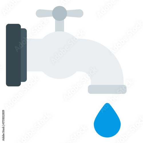 Tap water icon. Plumbing symbol. Water faucet and household supply collection. Flat Icon