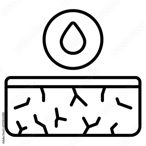 Dry icon. Drought symbol. No water and climate dryness collection. Line Icon