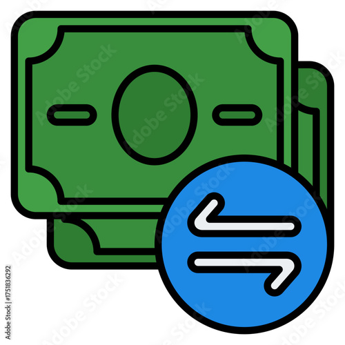Money transfer icon. Digital transaction. Send and receive payment collection.Filled Line Icon