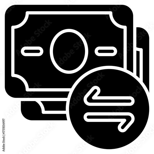 Money transfer icon. Digital transaction. Send and receive payment collection.Glyph Icon