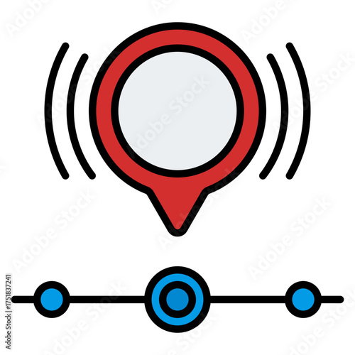 Tracking icon. GPS route. Real-time location and delivery navigation collection.Filled Line Icon
