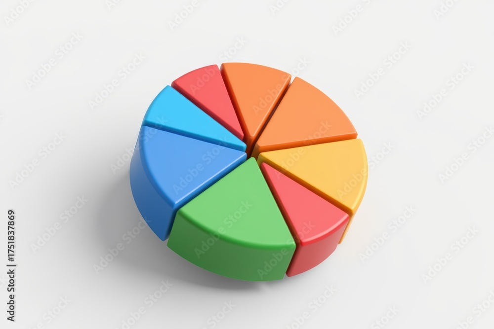 Fototapeta premium Colorful pie chart representing data segments visually.