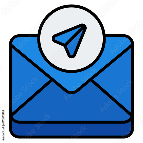 Send mail or message icon. Confirmation delivery. Approved communication collection. Filled Line Icon