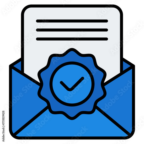 Approved mail or envelope icon. Sent message. Confirmation and validation collection. Filled Line Icon