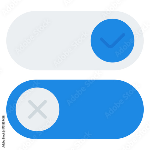 Slider or setting approval icon. Verified toggle. Confirmation and adjustment collection. Flat Icon