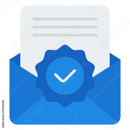Approved mail or envelope icon. Sent message. Confirmation and validation collection. Flat Icon