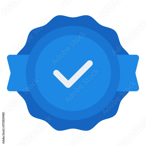 Approved or certified icon. Verified check mark. Confirmation and validation collection. Flat Icon
