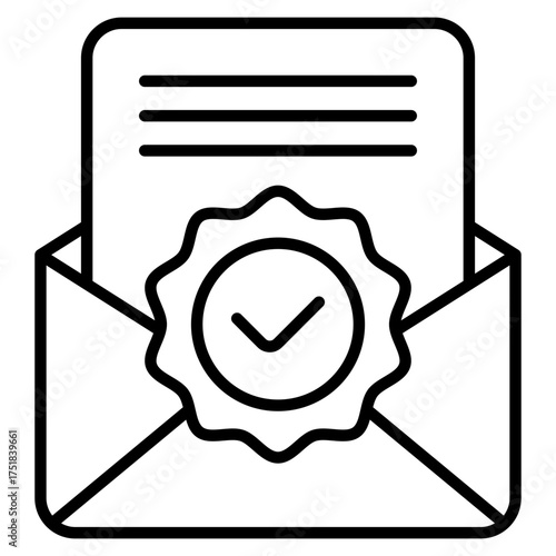 Approved mail or envelope icon. Sent message. Confirmation and validation collection. Line Icon