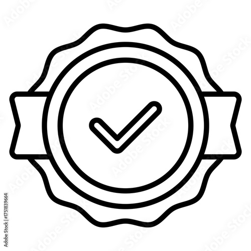 Approved or certified icon. Verified check mark. Confirmation and validation collection. Line Icon
