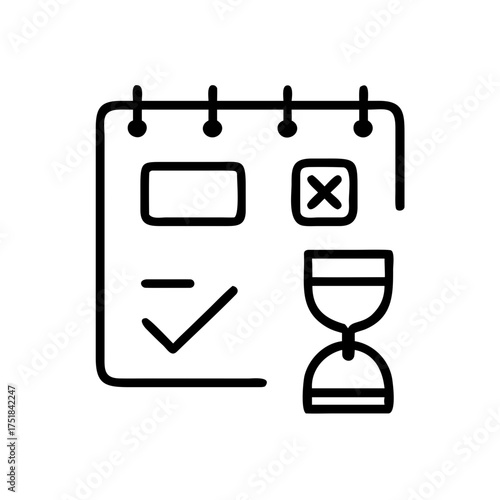 Calendar with hourglass for time management