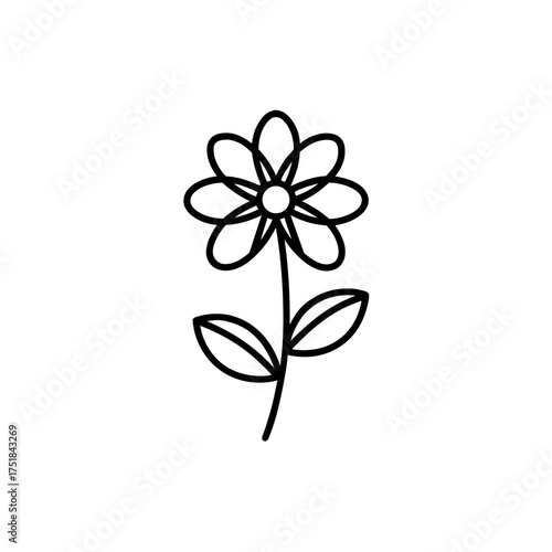 Simple outline drawing of a flower on transparent background silhouette