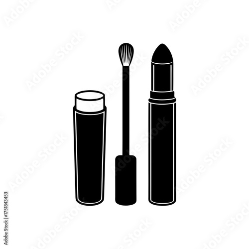 Illustration of cosmetic products on transparent background silhouette