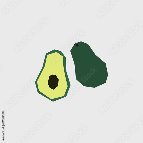 Fresh avocado illustration. Simple icon of organic fruits for farmers market advertising. Vector symbol of harvested tropical food in minimal flat style.